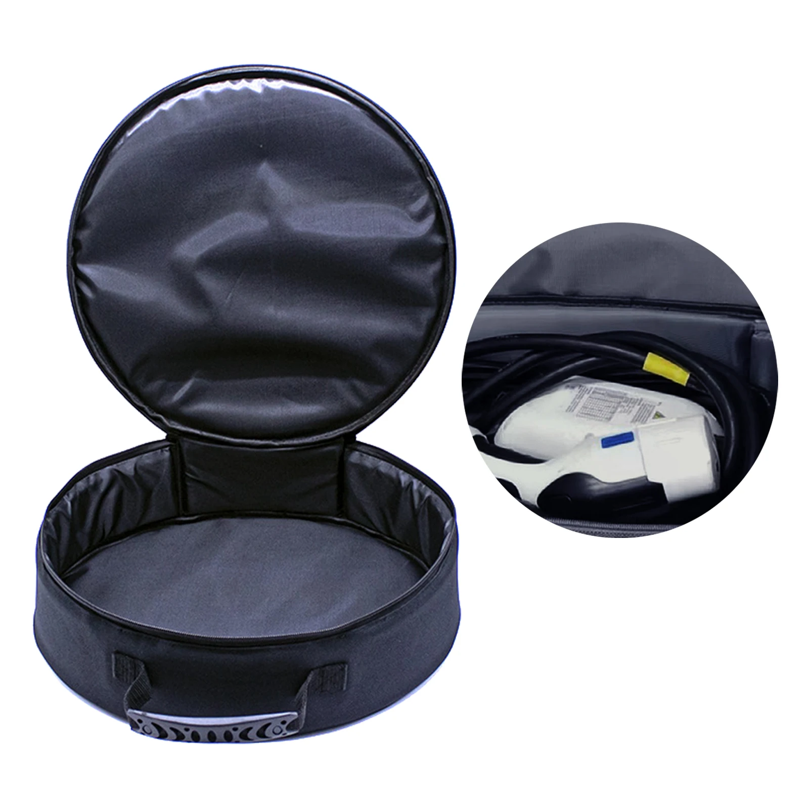 1Pc Oxford Cloth Waterproof EV Cables Cords Bag Electric Vehicle Charger Case EV Charging Cable Storage Bag with Zipper Closure