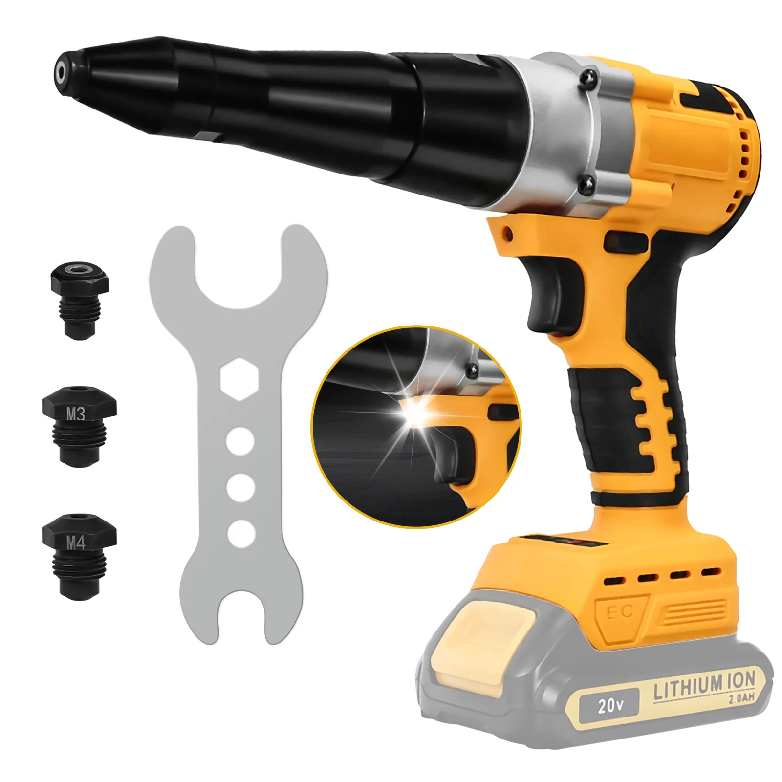 

Brushless Electric Rivet Gun 2.4-5.0mm Cordless Rivet Nut Gun Drill Insert Auto Riveting Tool For Dewalt 20V Battery(No Battery)