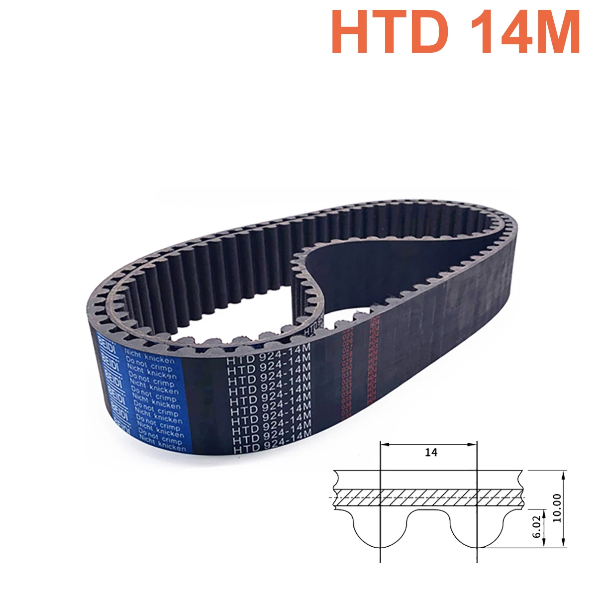 Width 30 40 50 60mm HTD 14M Rubber Timing Belt Perimeter 784mm - 2038mm 56 Teeth - 170 Teeth Closed-loop Synchronous Belt