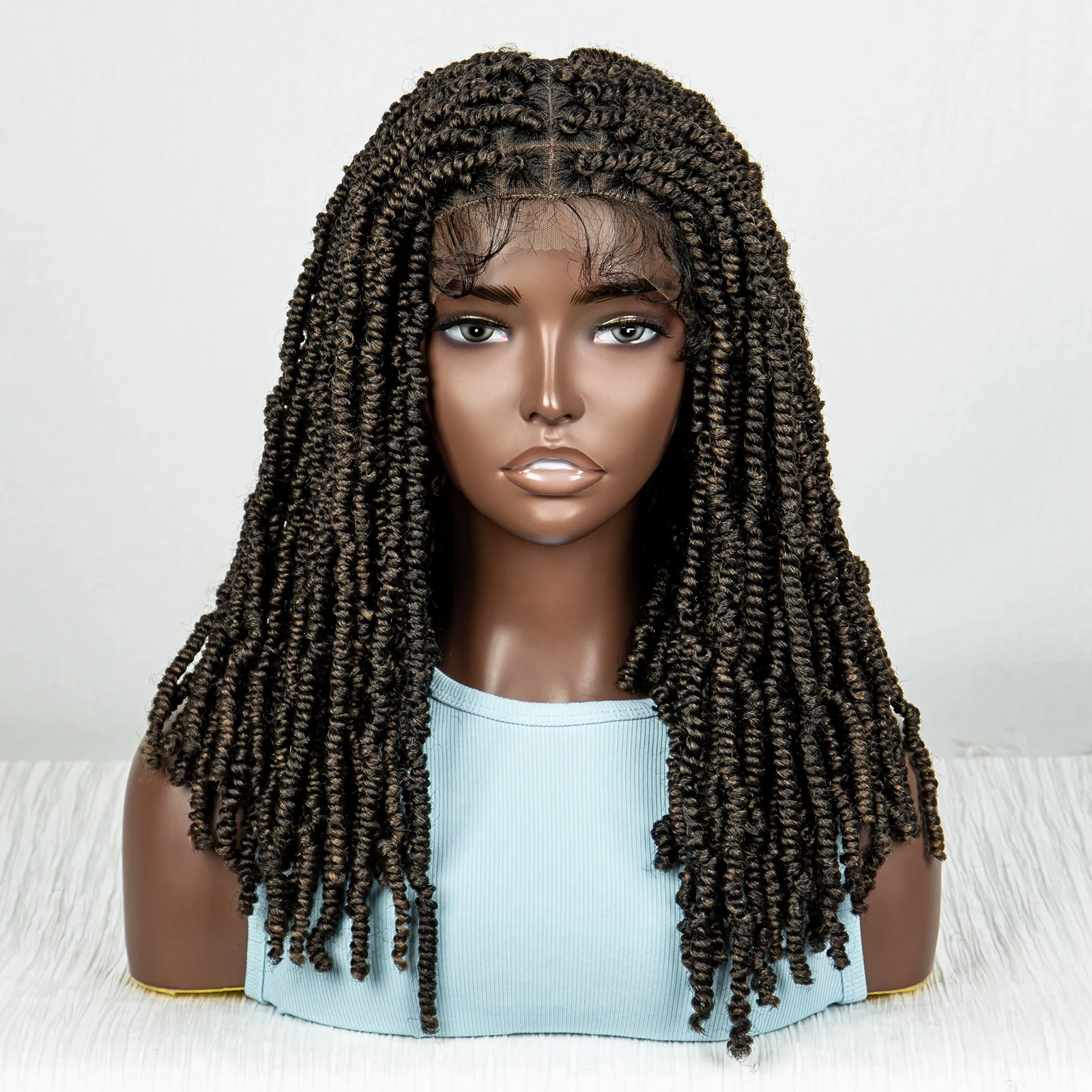 Full Lace Spring Twist Braided Wigs Synthetic Passion Twist Braids Wig for Black Women Wig Kontless Box Crochet Braided Lace Wig