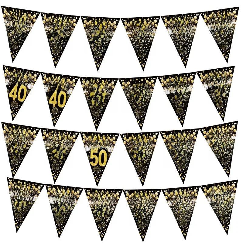1 set 30 40 50 60 Jaar Gelukkige Verjaardag Papier Banner Verjaardagsfeestje Decoraties Volwassen Garland Verjaardag Anniversaire Zwarte Vlaggen - afbeelding 2