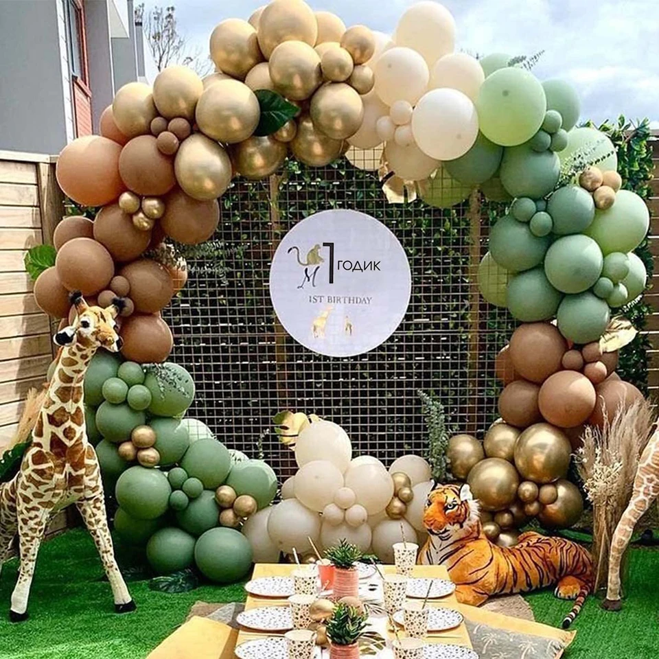 

Jungle Safari Birthday Party Decorations for Kids Boy Girl 1st Birthday Balloon Decor Baby Shower Wild One Party Decorations DIY