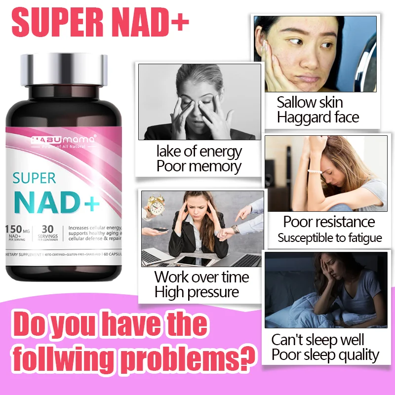 HABUMAMA NAD+ Booster, Anti Aging Cell Booster, Nicotinamide Riboside Alternative, Natural Energy, Longevity & Cellular Health