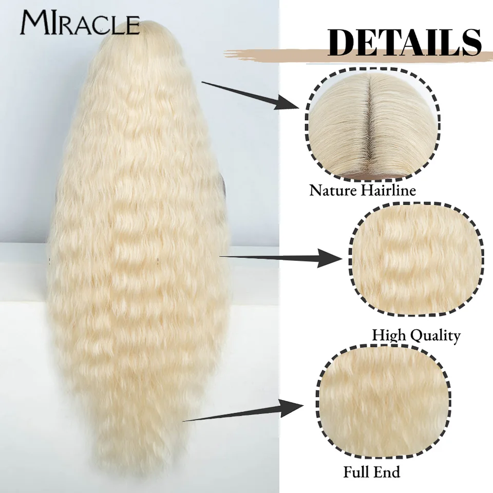 Miracle Synthetische Kant Voor Vrouwen 40Inch Cosplay Pruik Super Lange Golvende Kant Pruik Hittebestendige Ombre Blonde Pruik Krullend pruik