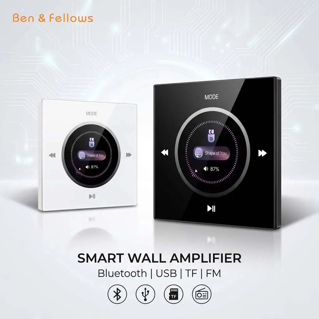 

Bluetooth Wall Mounted Audio Amplifier Smart Home Background Music System 86 Type Touch Control Panel USB TF FM Remote 225W 425W