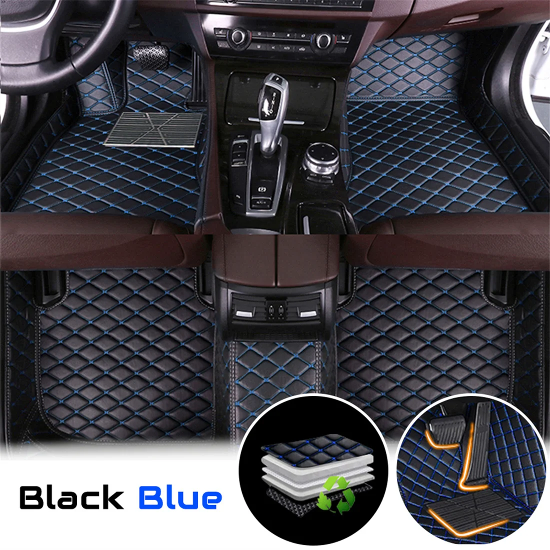 

PU Leather Car Floor Mats For Toyota Hilux 2004-2015 MK7 AN10 AN20 AN30 Carpets Rugs Foot Pads Accessories
