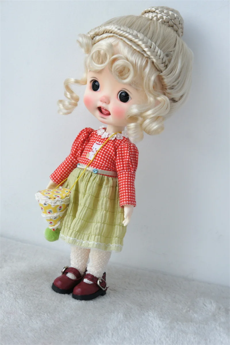 JD166 Pretty Ballet BJD Synthetic Mohair Wig For Size 10-11inch Head Circumference 26-28CM Hair Popular 18"AG Doll Accessories