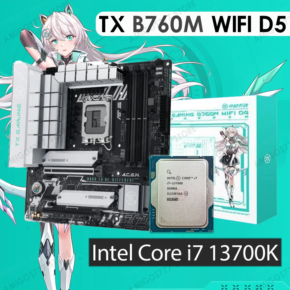 Intel Core i7 13700K Processor With ASUS TX GAMING B760M WIFI DDR5 LGA 1700 128GB Support Dual Channel USB 3.2 Motherboard Kit