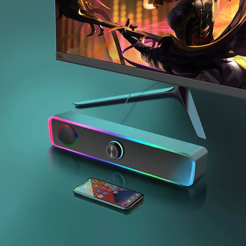 Haut-parleur Bluetooth 4D Surround Soundbar filaire haut-parleurs d'ordinateur stéréo caisson de basses barre de son pour ordinateur portable théâtre TV Aux 3.5mm