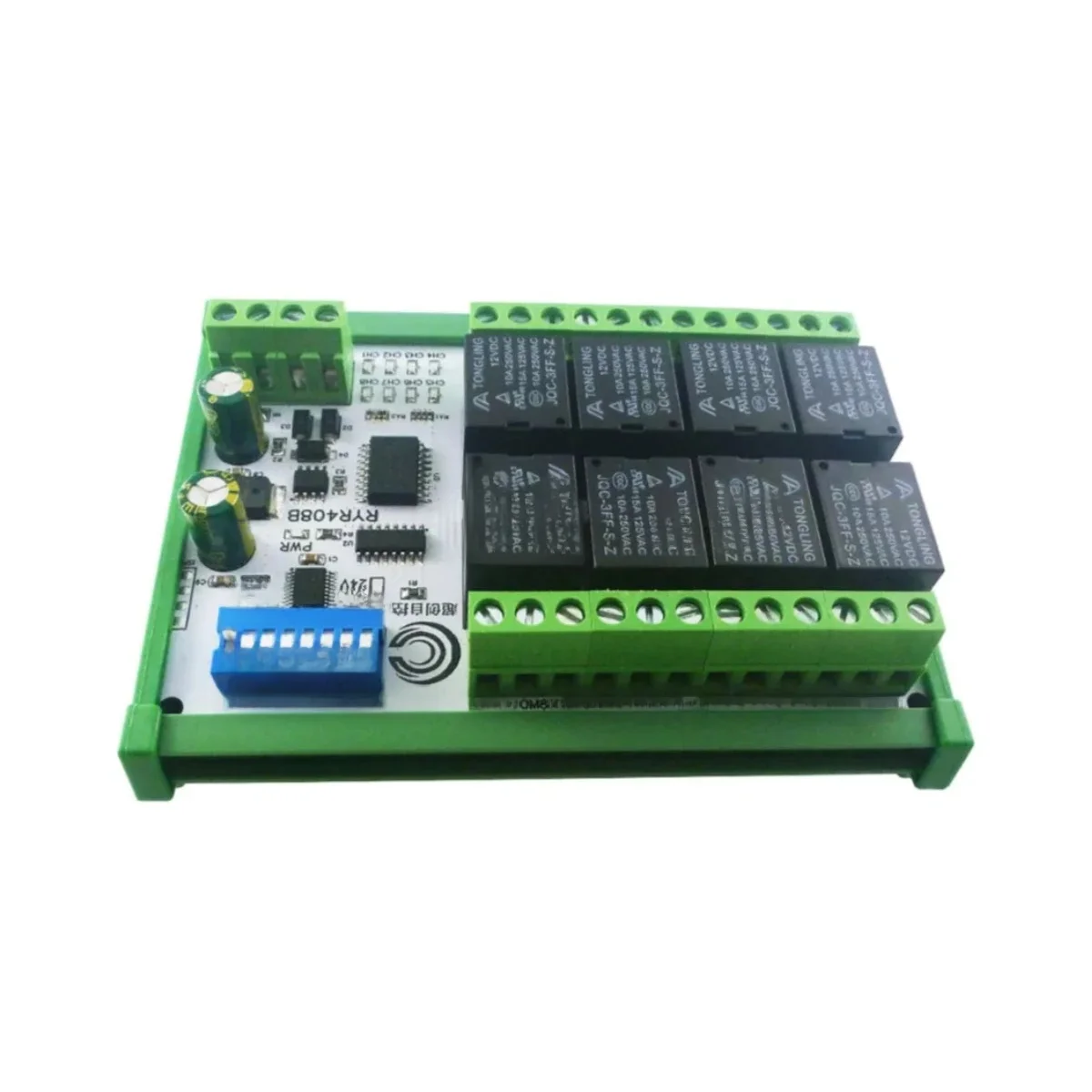8CH DC 12V 24V przełącznik DIP zestaw parametrów tablica przekaźnikowa RS485 Modbus RTU PLC zdalny moduł IO RYR408B C35 DIN BOX — zdjęcie 2