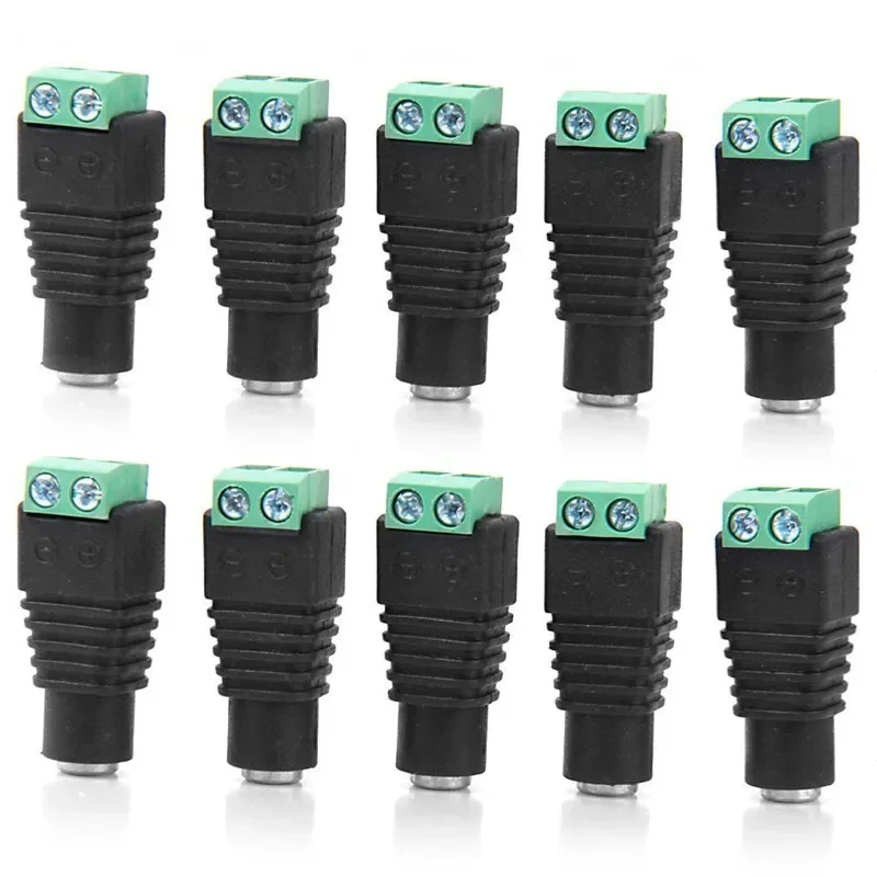 10szt Wtyczka DC Kamera CCTV 5.5mm x 2.1mm Kabel zasilający DC Wtyczka żeńska Złącze Adapter Jack 5.5*2.1mm Do Połączenia Taśma LED — zdjęcie 2