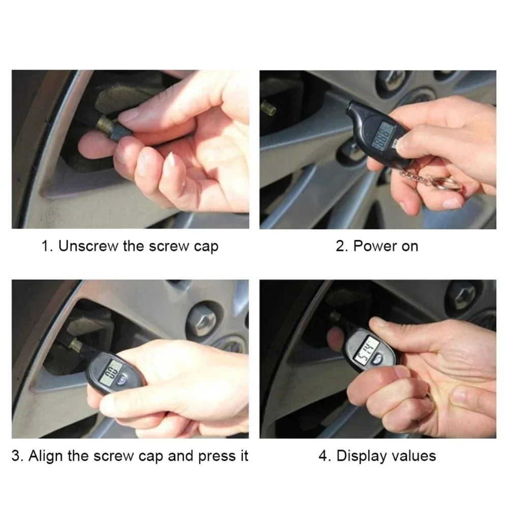 Car Tire Air Pressure Tester Meter Tire Gauge Digital LCD Display Auto Car Motorcycle Tire Safety Alarm