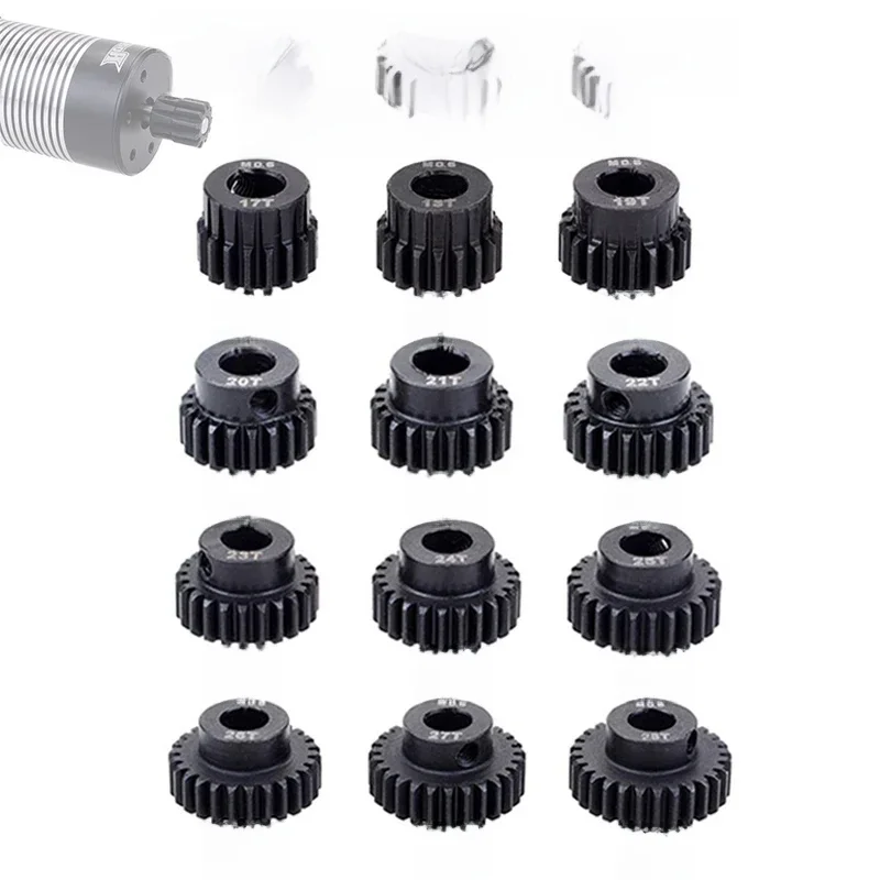 Surpass Hobby-Engrenage de moteur à pignon métallique en acier noir, M0.6, 5mm, 17T, 18T, 19T, 20T, 21T, 22T, 23T, 24T, 25T, 26T, 27T, 28T, pour voiture RC 1/8 1/10