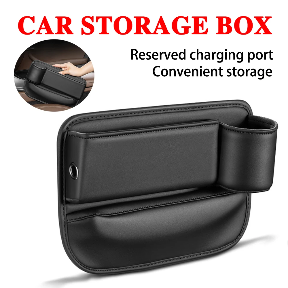

1pc Universal Car Seat Gap Storage Bag Organizer PU Auto Console Side Pocket Seat Crevice Storage Box Interior Accessory