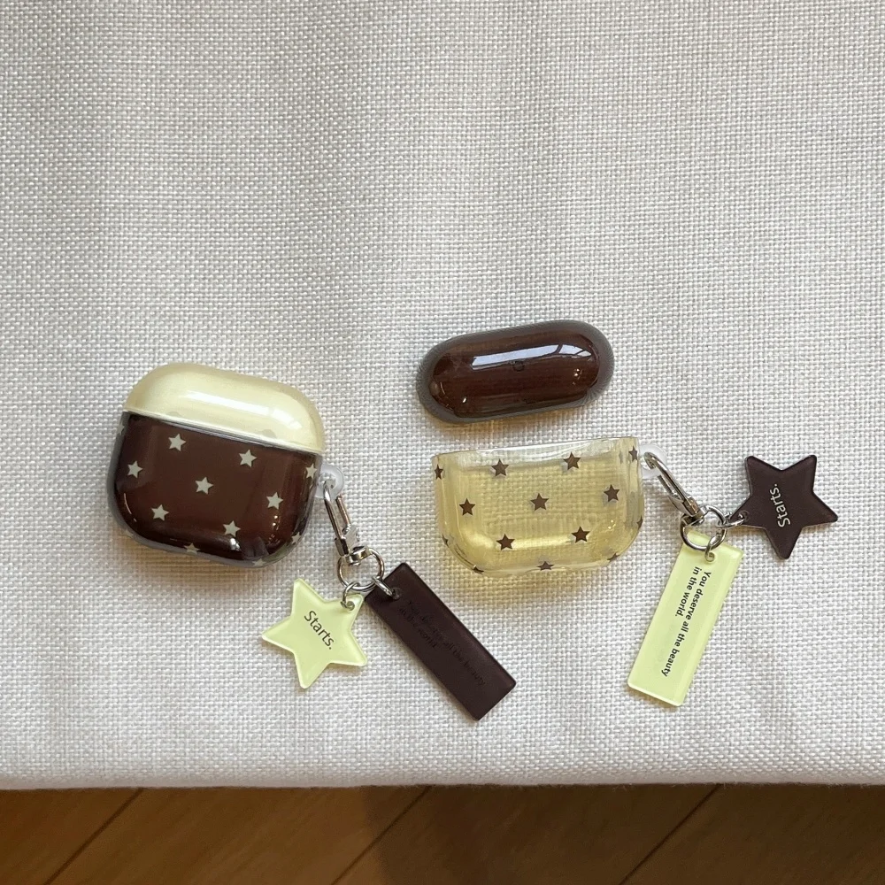 Stitched contrasting star headphone protective case, suitable for AirPods 4/3/2 Pro/2/4,Korea INS new shockproof protective case