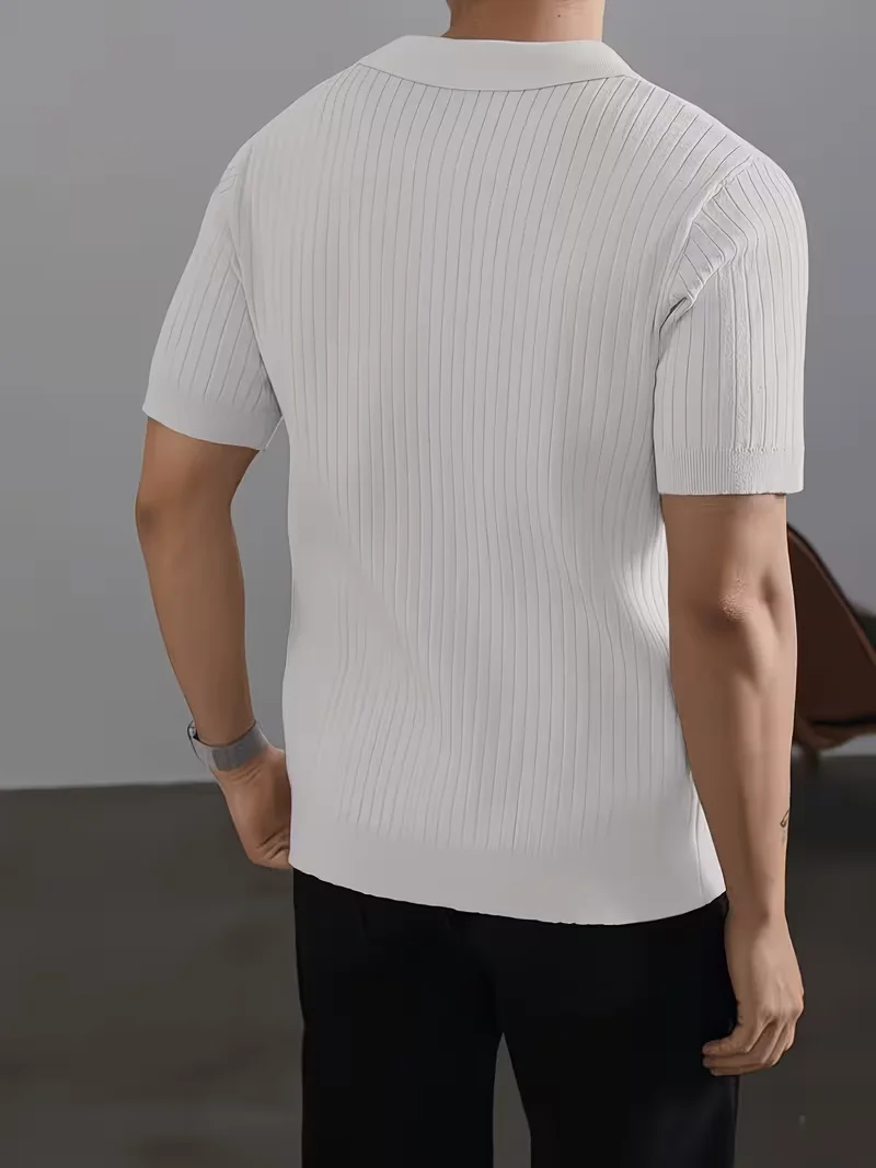 2025 Texture Old Money Style Knit Polo Collar Short Sleeve Sweater - Solid Color High-Elastic Versatile Cool T-Shirt Short Sleeve 3.4K+ sold Sold by Warm lover Star sellerStar sellerStar seller 4.3 out of five stars