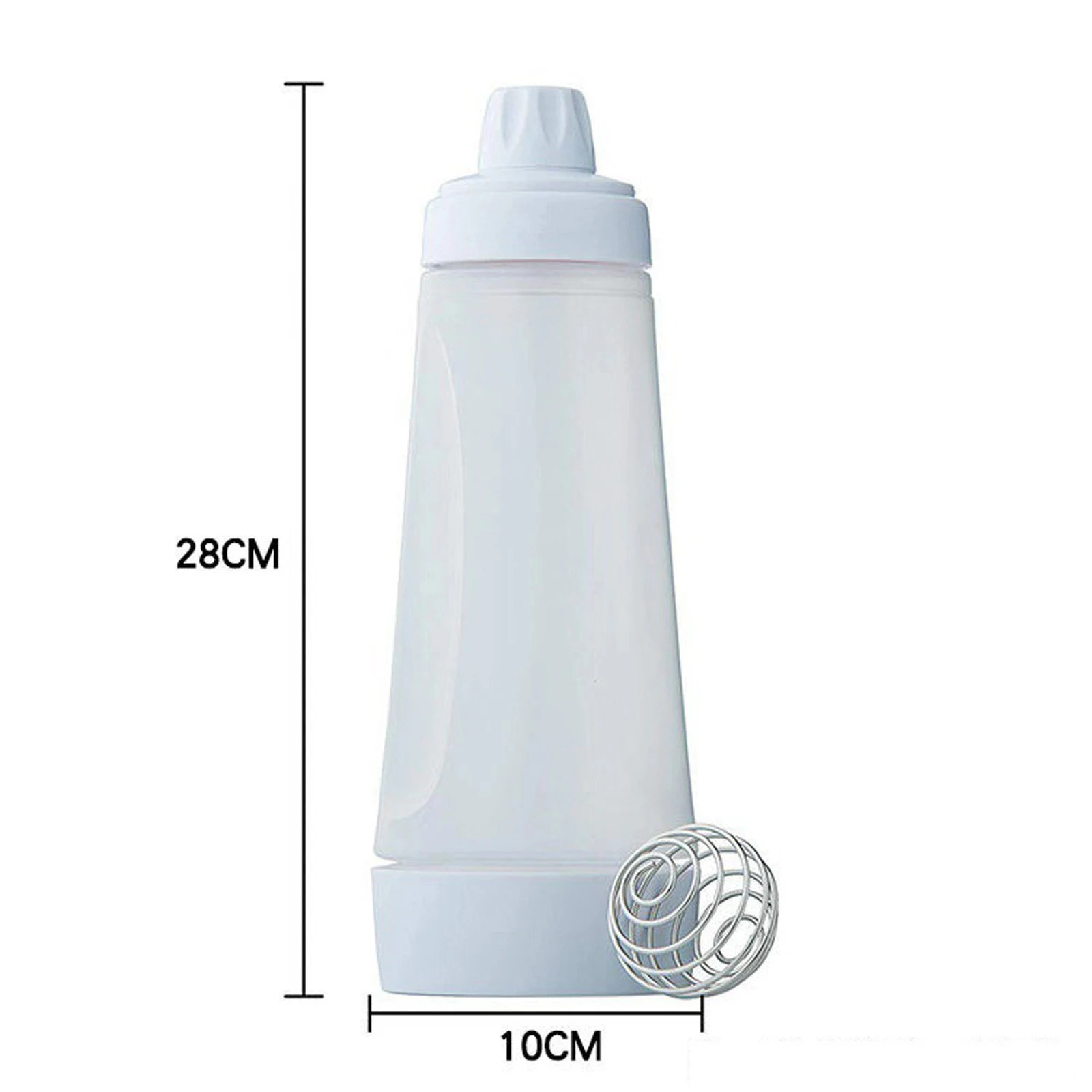 Pancake Batter Mixer Shaker Bottle Built-in Blender Ball & Wire Whisk, Hand Dough Dispenser for Pancakes Cupcakes Muffins Crepes