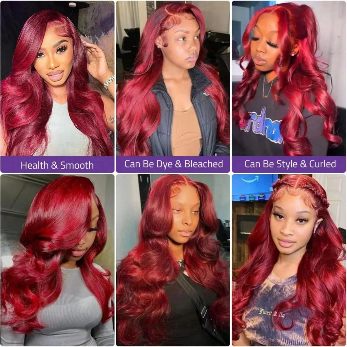 250% Burgundy 13x6 Hd Lace Frontal Wig 99J Human Hair Wig Body Wave Lace Front Human Hair Wigs 30 40 Inch Brazilian Colored Red Wig image 6