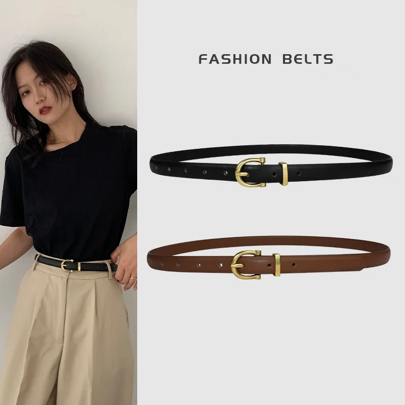 

New Women's Fashionable Thin Buckle Belt Simple Trendy Leather Pants Belt As A Gift For Mothers and Girlfriends