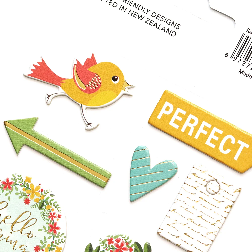 Kreativer Pfad Goldfolie Runder Kranz Scrapbooking Deko-Aufkleber Naturgefühl Frühlingsvögel Chipboard-Papieraufkleber für Journaling – Detail 8
