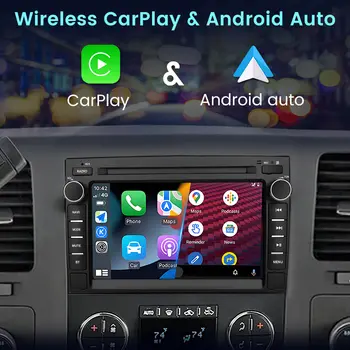 Junsun 適用於蘋果車載系統的無線 CarPlay 車用收音機,適用於雪佛蘭 Silverado 皮卡,支援 Android Auto 和 GPS 導航。 12 最佳銷售 CarPlay Junsun - №5
