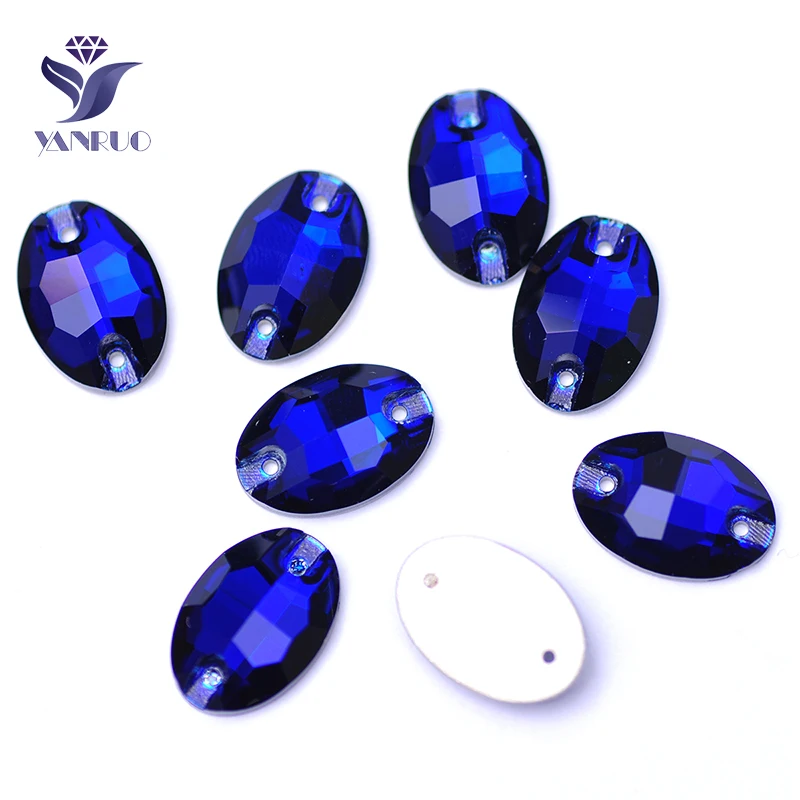 YANRUO 3210 All Sizes Cobalt Oval Sewing Stones Flat Back Strass DIY Crystals Glass Rhinestones For Crafts Dress