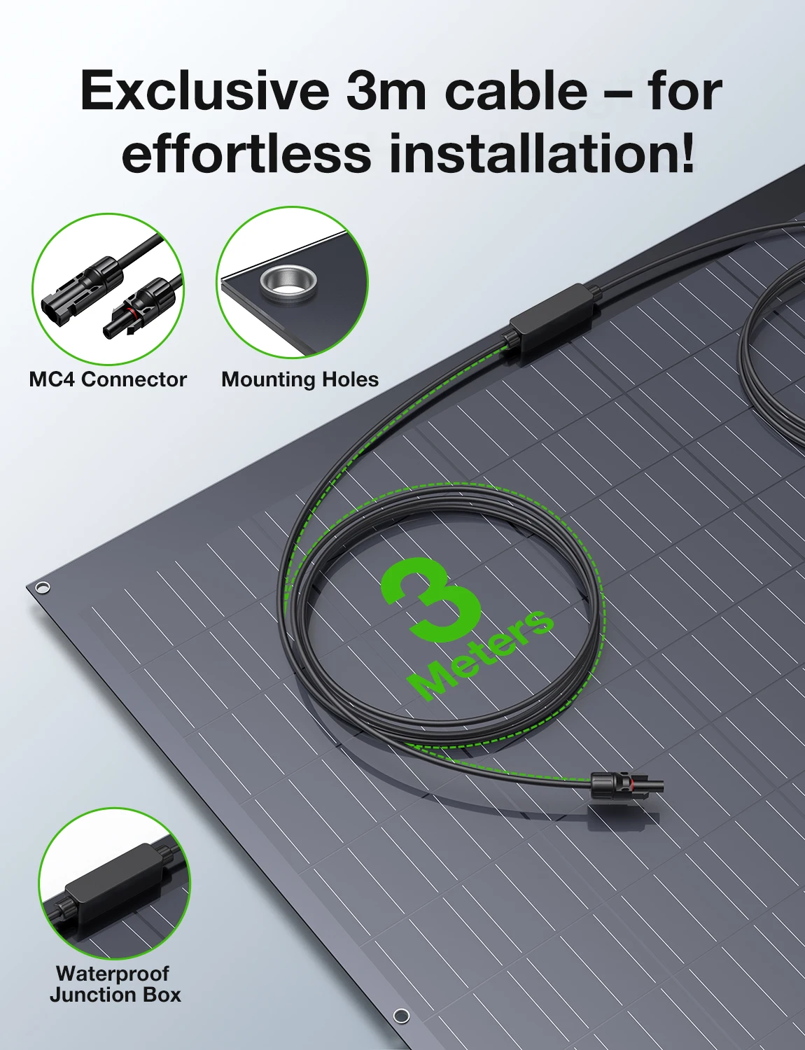 LIONSHEE Flexibles Solarmodul 2er-Pack (insgesamt 480 W), 2 × 240 W 17,55 % monokristallines PERC-PV-Modul, IP67, biegsam für Camping und netzunabhängige Nutzung – Detail 7