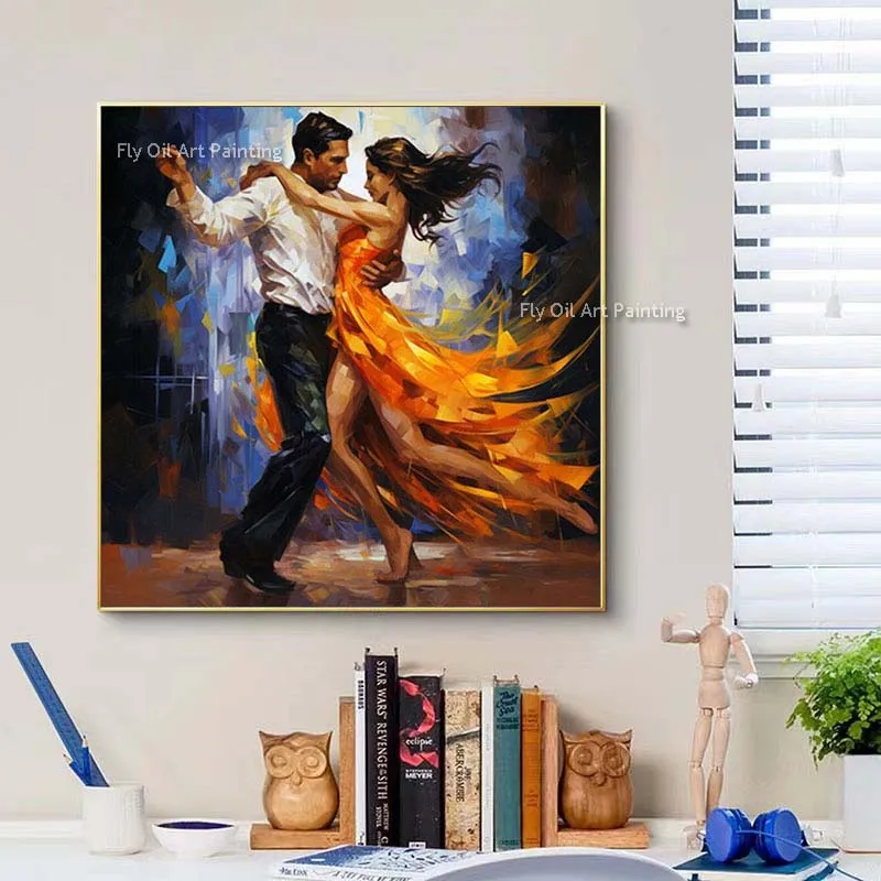 

Modern Tango Couple Canvas Oil Painting Hand Painted Dancing Couple Artwork On Canvas Music Room Art For Home Office Wall Decor