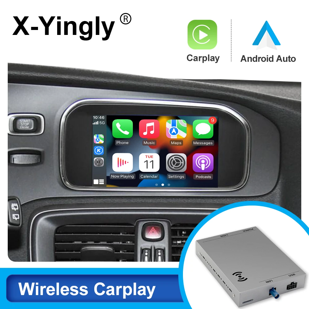 Wireless Carplay Module Box For Volvo V40 V60 XC60 S60 S80L 7inch Screen Wired Android Auto Mirror Link Camera Build In WIFI BT