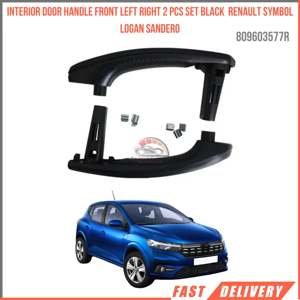 For Interior Door Handle Front Left Right 2 Pcs Set Black Renault Symbol Logan Sandero Mk2 High Quality Oem 809603577R