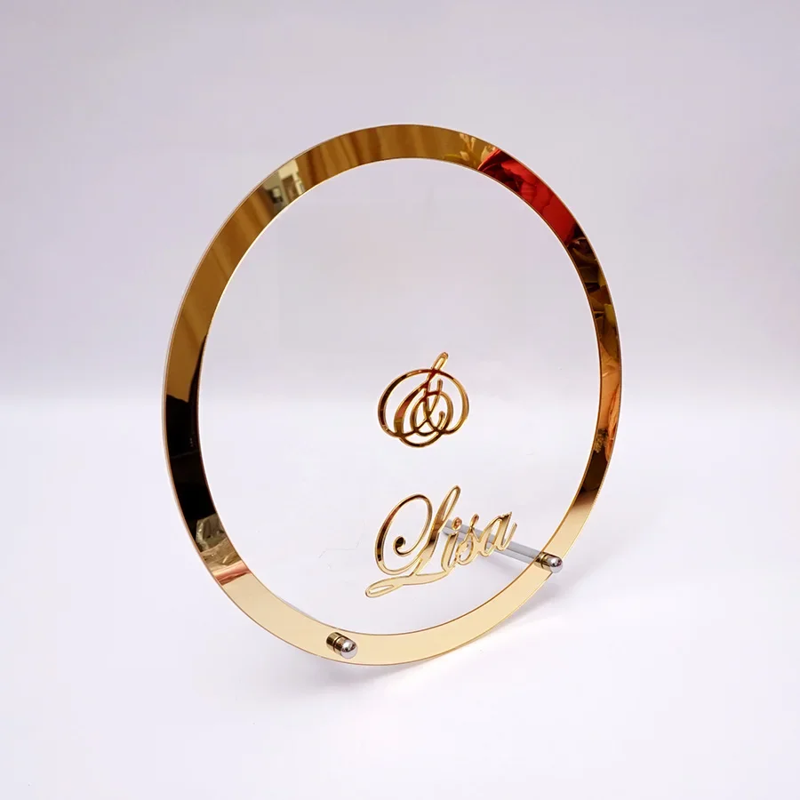 Runde Custom Hochzeit Name Personalisierte Spiegel Rahmen Acryl Shower Wort Zeichen Kreis Form Party