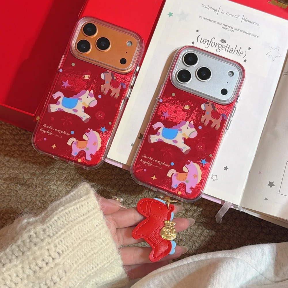 

Cute cartoon polka dot star pony phone case for iPhone17 16ProMax 14 15Pro fundas Korean INS cute new shockproof protective case