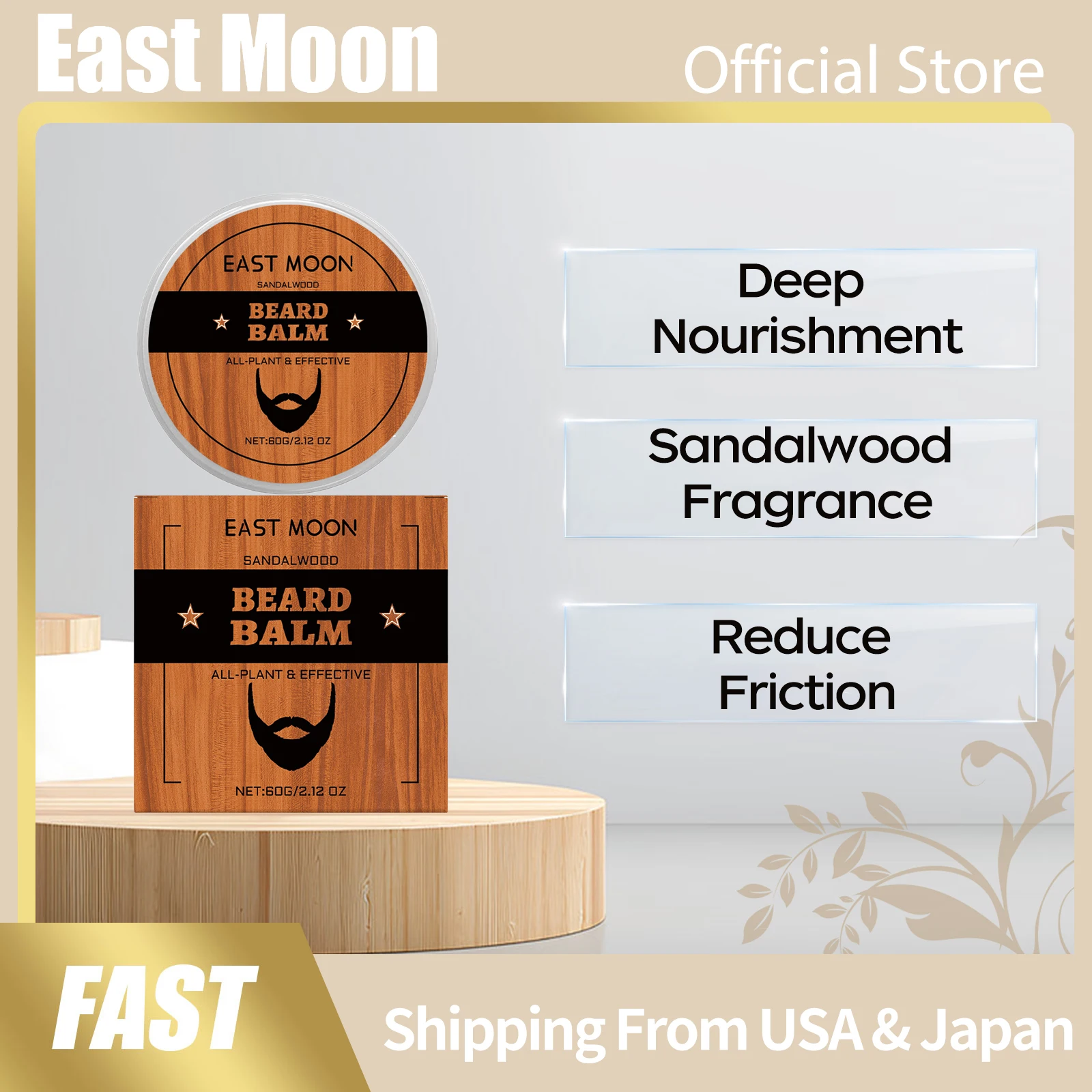 

Восточная луна, мужской бальзам для ухода за бородой из сандалового дерева, улучшение укладки, разглаживание, глубокое увлажнение, воск для роста бороды для джентльменов