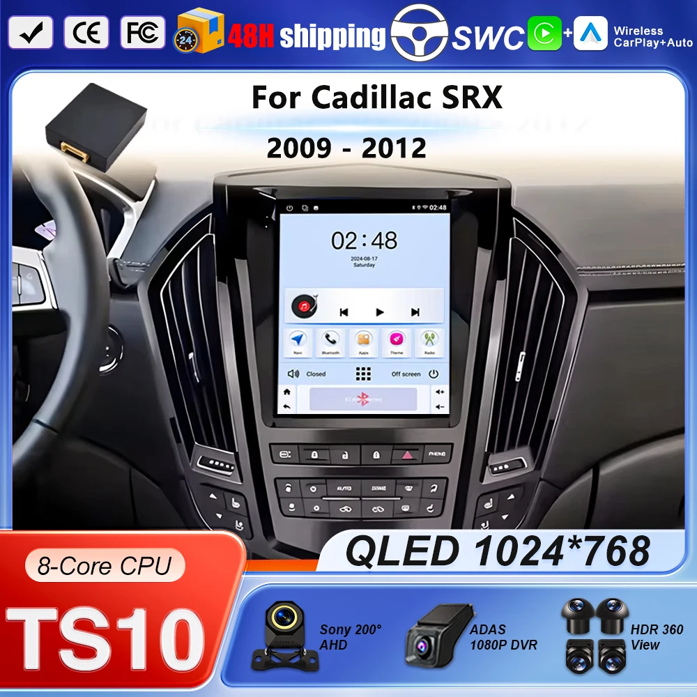 9.7\'\' Android 16 For Cadillac SRX 2009 - 2012 Style Tesla Android Auto 8 Core Carplay Multimedia Player Video GPS 5G No 2din