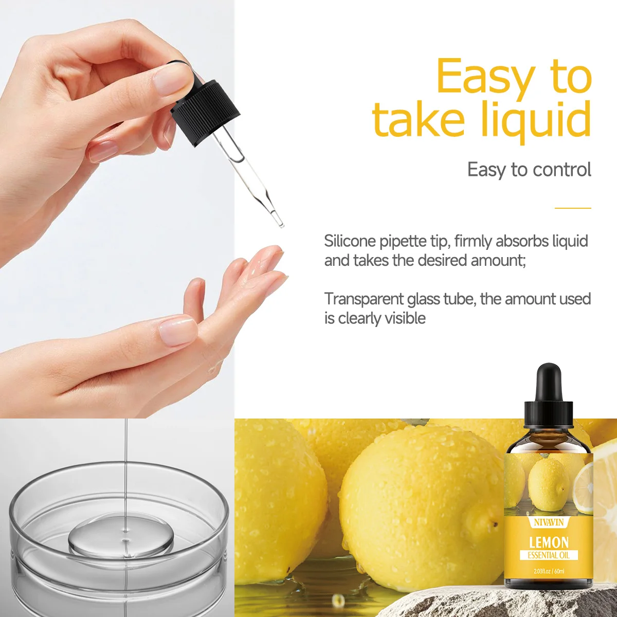 30ml/60mlNIVAVIN lemon essential oil body massage skin care hydration and air freshness