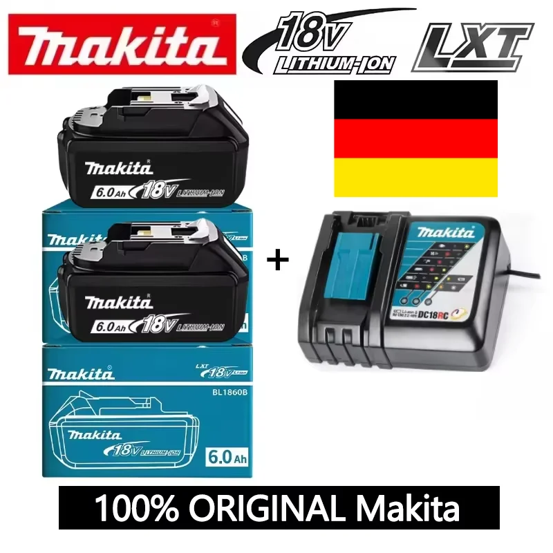 Batteria Makita 18V 100% Originale, Batteria al Litio 6Ah per Utensili Makita Dtw700 Ddf487 Dtd173 Dga404 Hr140D Djv182