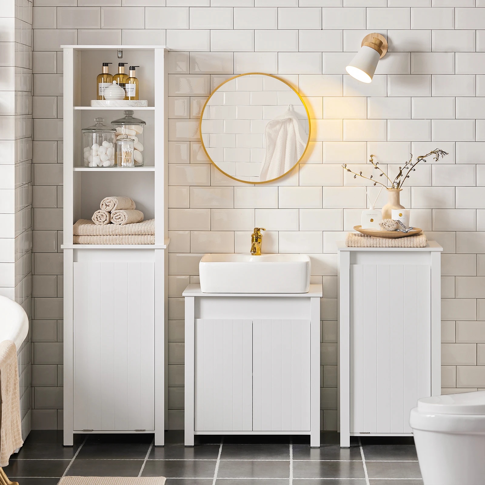 SoBuy BZR101-W lavabo bajo armario tocador bajo armario de baño tocador baño armario bajo armario muebles de baño