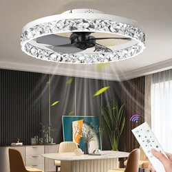 Moderne LED-plafondventilator met licht, semi-gesloten, inbouw, slimme APP en afstandsbediening, 6 snelheden, perfect voor slaapkamer, woonkamer