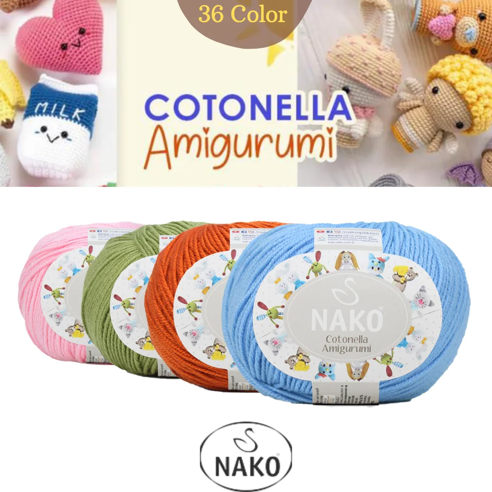 Nako Cotonella Amigurumi Takada Polyamide เส้นด้ายถักมือ, 50 กรัม 155 เมตร, 36 สี, พรีเมี่ยมไมโครอะคริลิค, เส้นด้าย, ถัก Amigurumi, ถุงมือ, เสื้อกันหนาว, คาร์ดิแกน, ของตกแต่งบ้าน, ฤดูร้อน, ฤดูใบไม้ผลิ, ผลิตในตุรกี