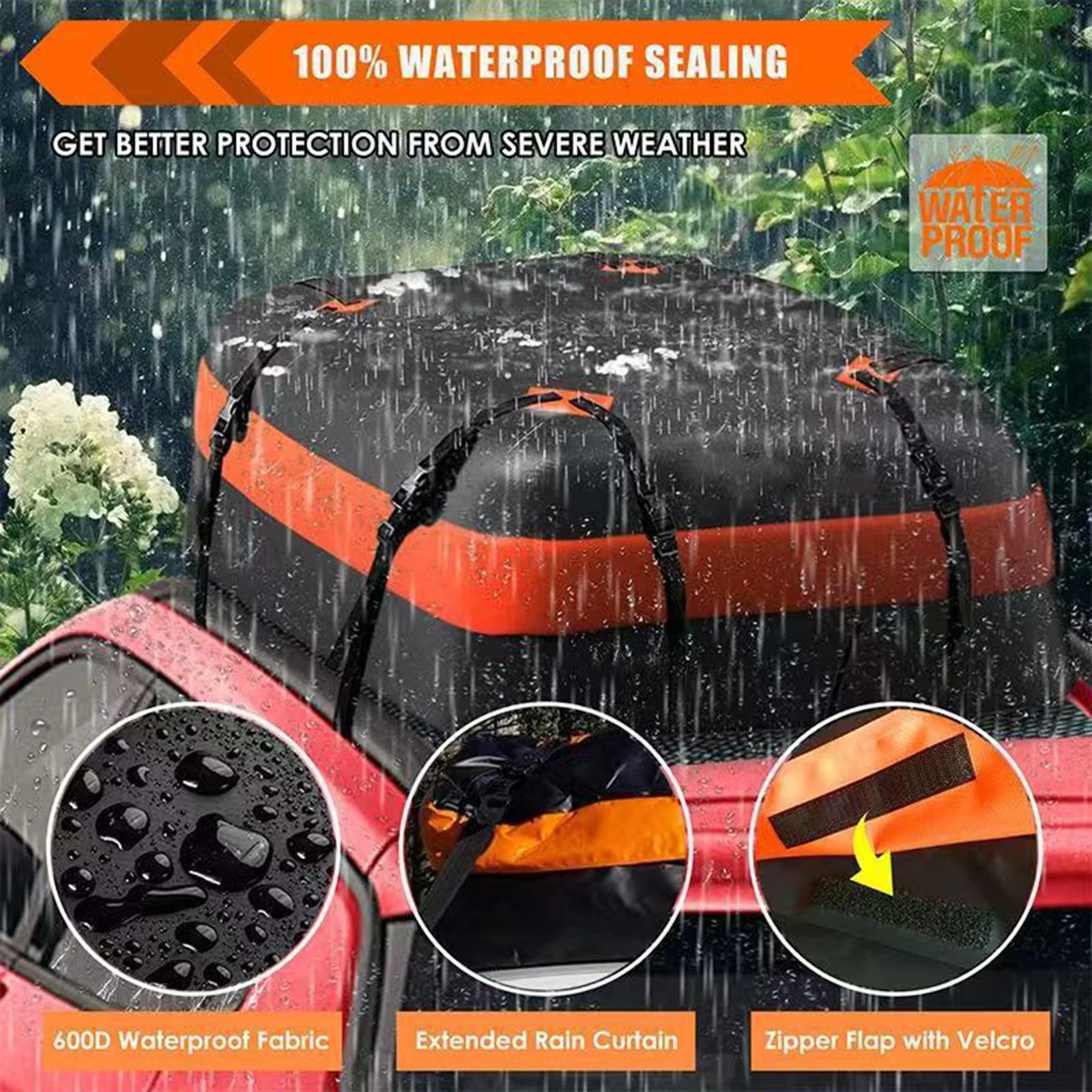 Universal Car Rooftop Cargo Carrier Bag Waterproof 420D Oxford cloth with Anti-Slip Mat Roof Top Storage Bag for SUV Truck Van C - Image 6