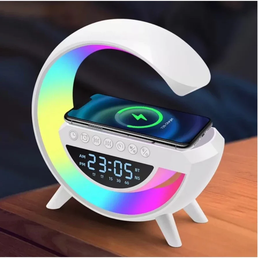 4 In 1 Wireless Alarm Clock Sound Box With Display Induction Charger Bluetooth G Smart Lamps RGB Envi