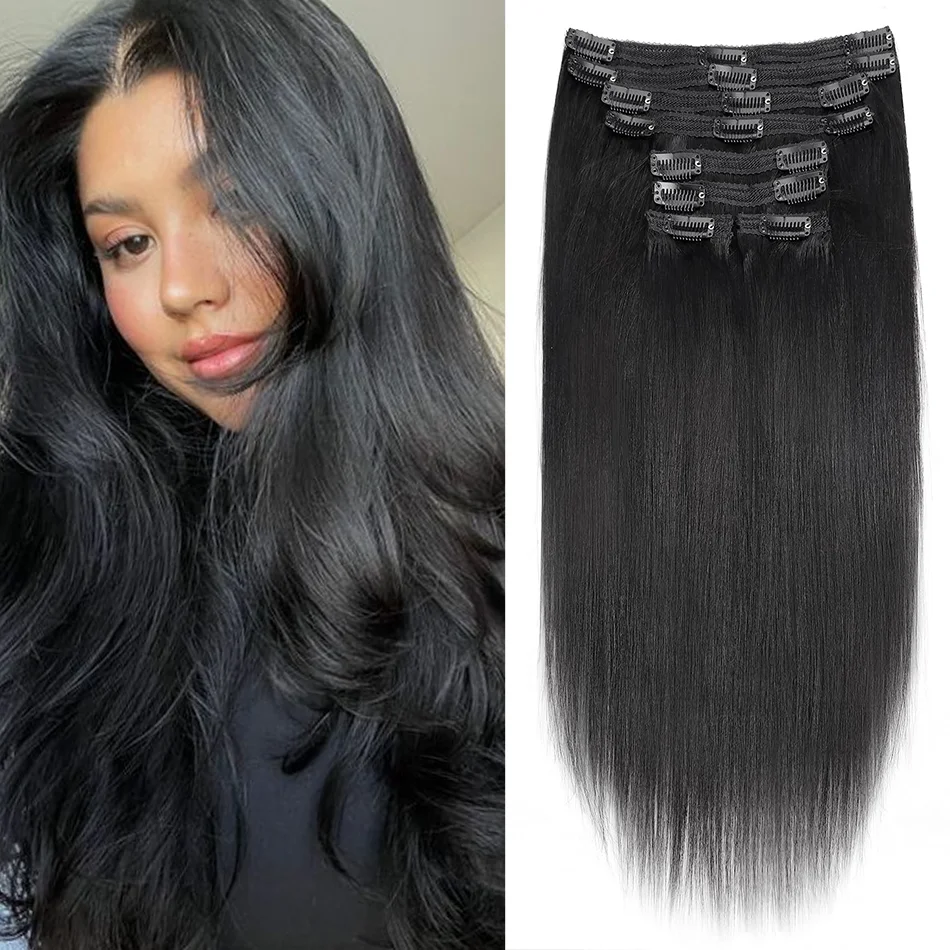 Clip In Hair Extension Straight Brown Black Brazilian Clip In Hair Extension 100 Human Hair 24 26 Inches Full Head Seamless 120G