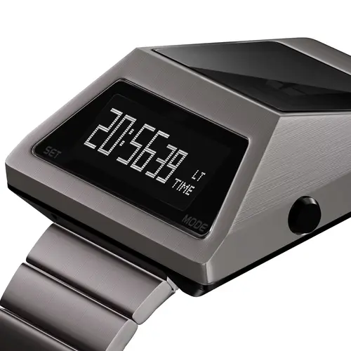 Imagen 2 del producto BENLYDESIGN S3000 reloj Digital de Metal Cyber Punk asistido por energía Solar estilo Retro para hombre reloj electrónico con pantalla LED para regalo de hombre