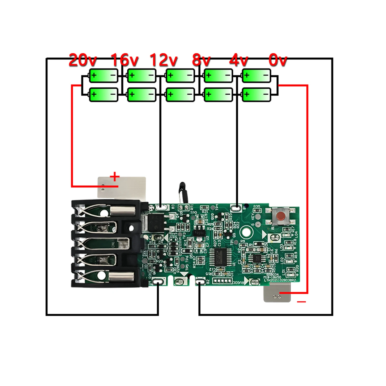 Caixa de bateria 10 núcleos para milwaukee m18 18 18v li-ion plástico shell, diy caixa com placa do PWB carregando proteção (sem bateria)