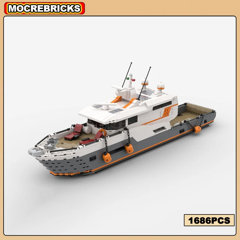 Creative MOC Expedition Yacht Full Interior Building Block Boat Assembly Model Desktop Display Bricks Toys Kid Christmas Gift