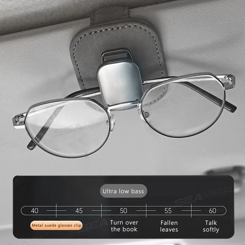 SEAMETAL Metal Car Glasses Holder Clip Wear-Resistant Suede Sunglasses Holder Soft Sponge Cushion Auto Eyeglasses Hanger Clip