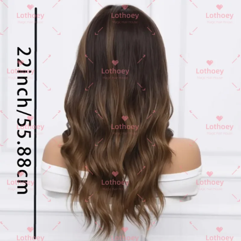 Wig gelombang tubuh coklat keemasan wig rambut manusia sedang wig gelombang air indah elegan wig dasar sutra setiap hari untuk wanita cocok untuk Yahudi