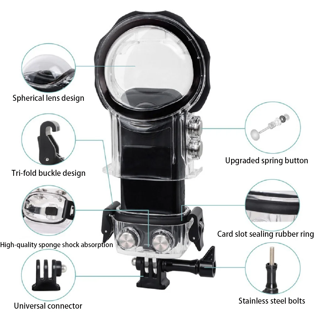 Dive Case For Insta360 X3 Invisible Waterproof Case,360° Panorama Action Camera Accessory,Dive Case with 40m Waterproof Depth