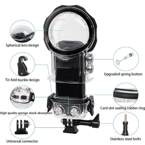 Imagen 2 del producto Estuche de buceo para Insta360 X3 Estuche impermeable invisible, 360 °   Accesorio para cámara de acción panorámica, estuche de buceo con profundidad impermeable de 40 m