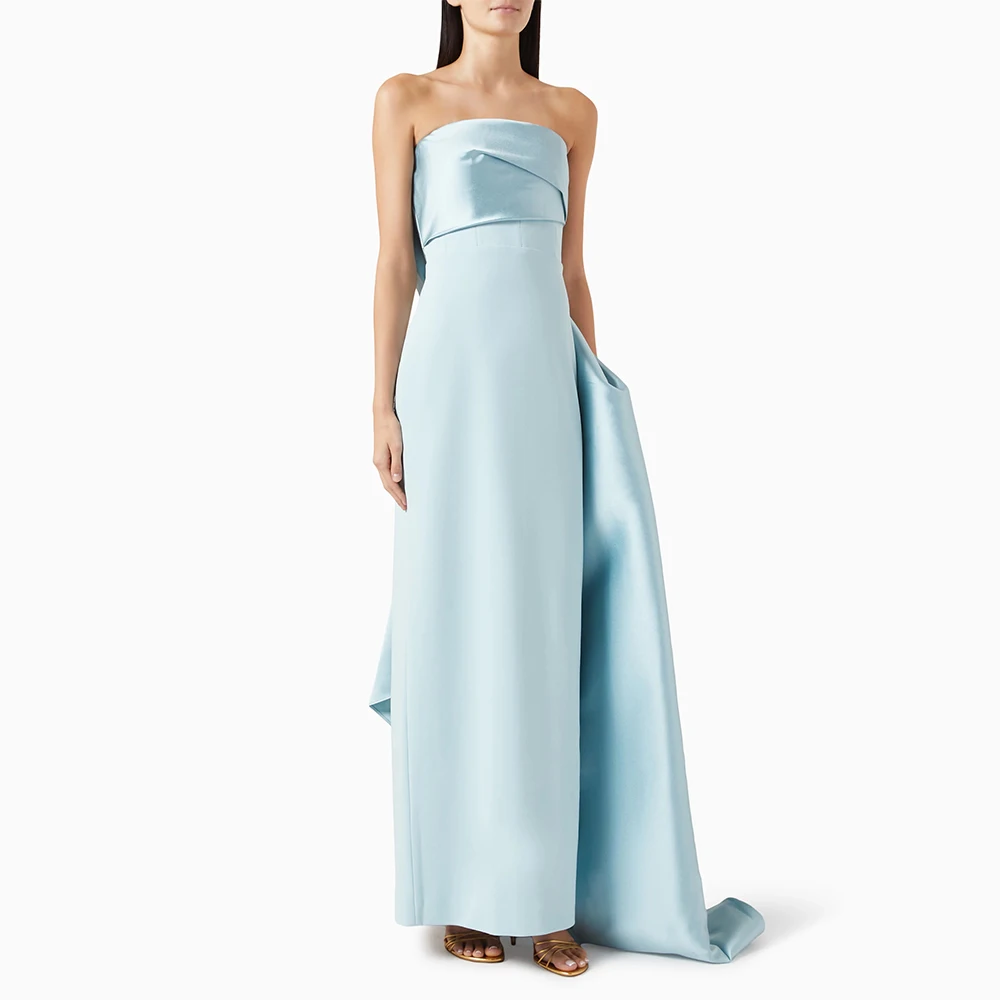 

Simple Evening Dress Long Strapless Sleeveless Pleated Draped Column Prom Gowns for Women 2025 Back Split Elegant Formal Dresses